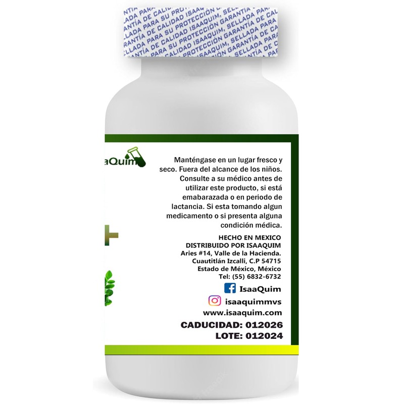 MORINGA + ESPIRULINA Y CLOROFILA 120 capsulas de 500 mg
