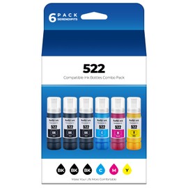 522 Ink Bottle Combo Pack ET-2800 ET-2400 ET-4800 Replacement for Epson 522 Ink Refill Bottle for Ecotank ET-2803 ET-2840 ET-2720 ET-4700 ET-4810 2400 Printer