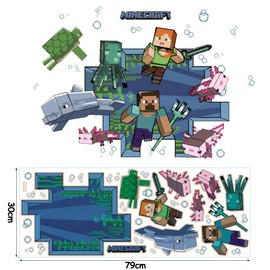 Minnecraft Wall Stickers, Minnecraft Cartoon Stickers Kids 3D Decals DIY Wall Stickers Removable Wall Sticker Decals PVC Wall Stickers for Bedroom Living Room Hotel Decor Display Decoration