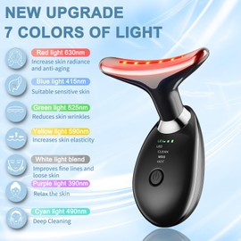 7 Color Neck Face Massager Tool, Facial Massager with Vibration Tech, Rechargeable Face culpting Tool for Skin Care (Black)