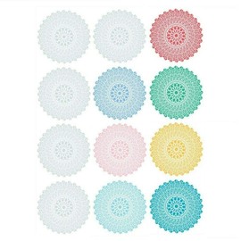 PACIFIC MERCHANTS White Pastel Jewel Tones 6.25" Plateful Parchment Doilies - 60ct