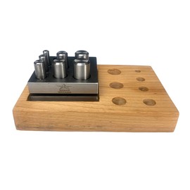 BENCH WIZARD 7 Piece Circular Disc Cutter | Square Design W/Wooden Box Storage | Includes Round Punch Sizes 1/4" to 5/8" | Heavy Duty Hardened Steel | Cuts Up to 18 Gauge | Great for Metalworking