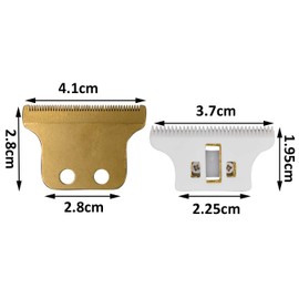 Professional Double T Wide Replacement Blades Set #2215 for Wahl Hair Clipper/Trimmers 8081, Assembled 1 Fixed Carbon Steel Blade w/ 1 Ceramic Moving Blade, Compatible with Wahl 5 Star DetailerGold)