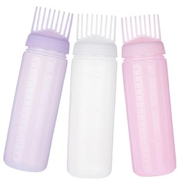 OATIPHO 3Pcs Hair Dye Applicator Bottle with Root Comb Lightweight Reusable Hair Coloring Tool Compact Design Purple Pink and White for Easy Application and Scalp Massage