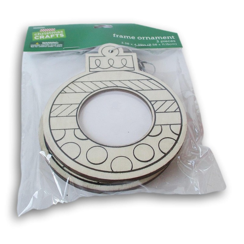 Photo Frame Unfinished Wood Ornaments - 3 Piece - 3.38