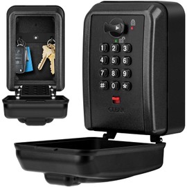 Key Lock Box with Code, Wall-Mounted LockBox for Keys with Resttable Code, 12 Digit Combination Outdoor Lockbox, Weatherproof & Large Capacity Key Safe Storage for Home, Apartment, Office