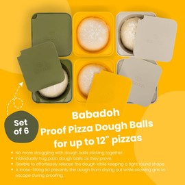 Babadoh Pizza Dough Proofing Silicone Containers with Lids | Pizza Making Accessories | The Perfect Pizza | Set of 6 | Multi Yellow (2 Dough, 2 Olive, 2 Yellow) | Original Size (make 12" Pizzas)