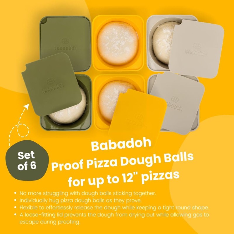 Babadoh Pizza Dough Proofing Silicone Containers with Lids | Pizza
