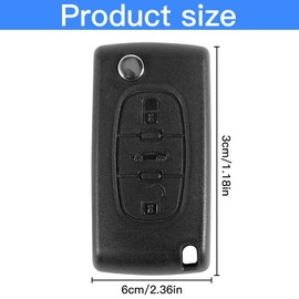Binnan Car Key Casing, 3-Button Remote Control, Pack of 2 Key Cases, Remote Control Key Casing, Compatible with Citroen, Folding Remote Control, Car Key Case CE0523-VA2