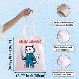 WZMPA Michael Myers Cat Tote Bag Michael Thriller Fans Gift Michael Meowers Cat Shoulder Bag Michael Myers Merch (Michael Meowers TG)