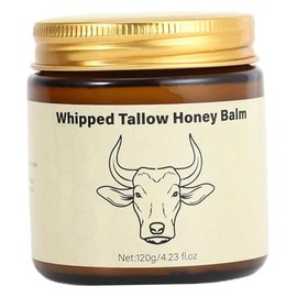 Sebo de res para la piel, crema facial hidratante natural, humectante batido orgánico alimentado con pasto con bálsamo de miel para pieles secas y sensibles, 4.23 oz sebo res para