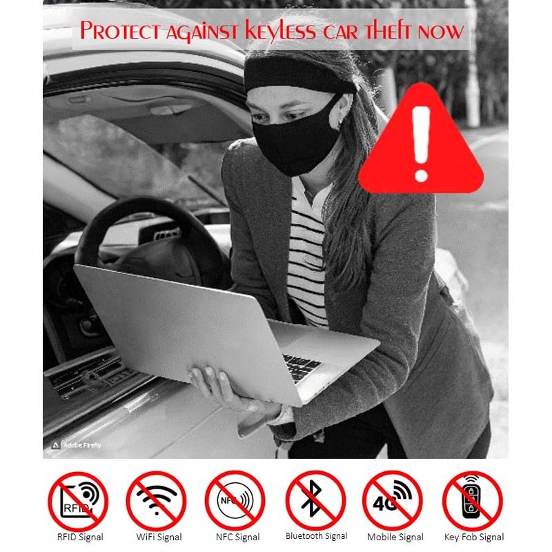 RFID Signal Blocker Faraday Pouch for Car Keys, Premium PU