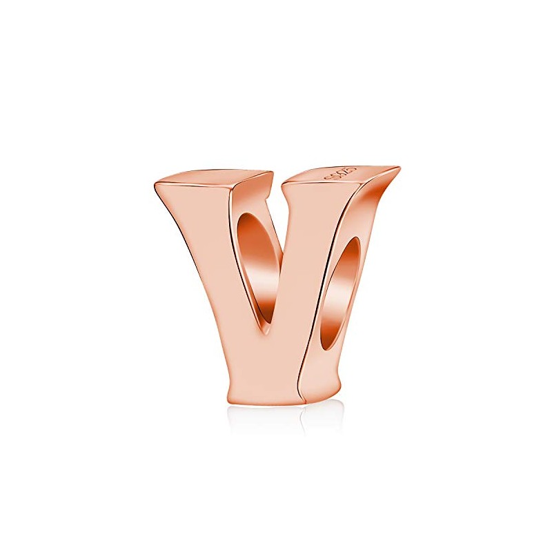 Rose Gold Letter Charms Solid Sterling Silver Initial A-Z Alphabet