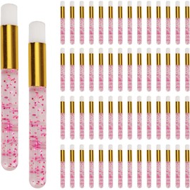 60 Cepillos de Champú para Pestañas Rosas A Granel, Cepillo de Limpieza para Extensiones de Pestañas con Cristales Brillantes, Cepillo de Champú para Pestañas para Limpieza Facial