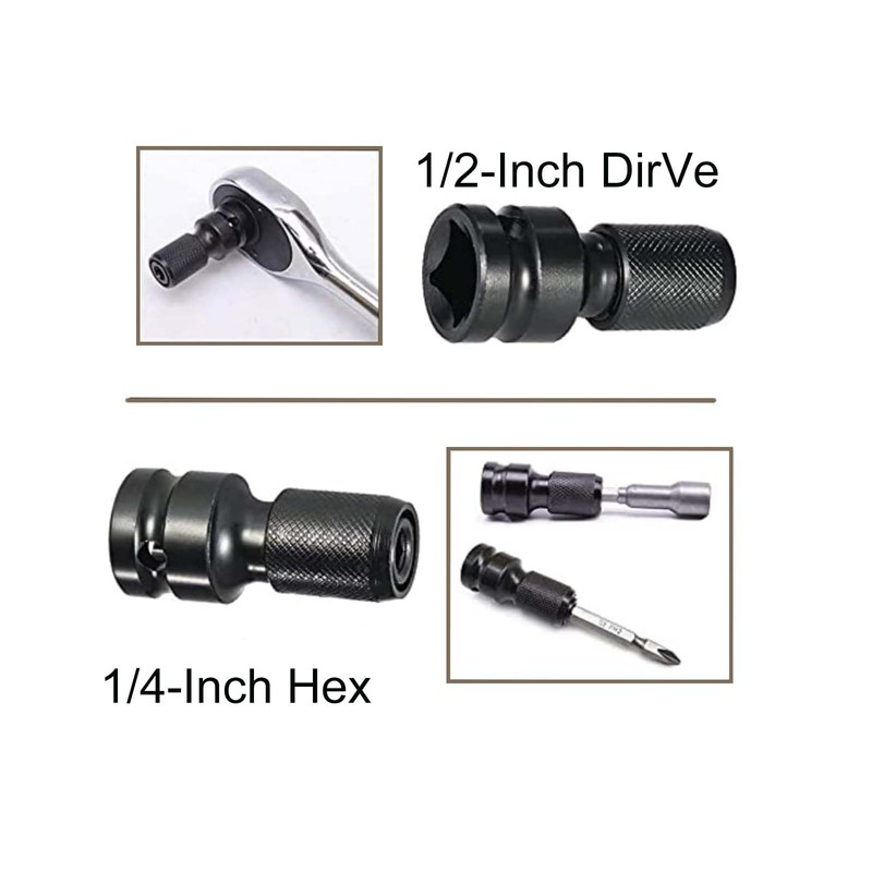 Wjelet Pack of 2 Socket Adapters, 1/4 Inch Hex Socket