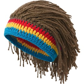 YeeHeen Wig Hat Knitted Wigs Beanie Hats with Dreadlocks Reggae Wig Cap for Women Men Brown