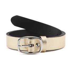 Merry Style Women's Leather Belt D41 (Gold, 90 cm (Total length 109 cm))