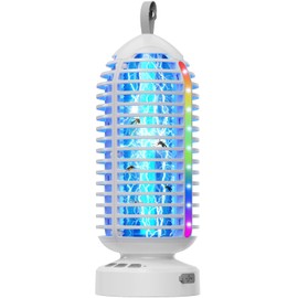 Bug Zapper Outdoor Indoor, Cordless Mosquito Zapper with LED Lights and Marquee Lights, Rechargeable Fly Zapper Outdoor Waterproof for Camping, Patio, Backyard, Garden, Home