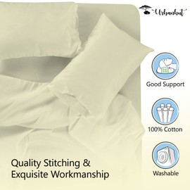 URBANHUT 100% Cotton Pillowcases, 700 Thread Count King Size, Ultra Soft Pillow Cases, 20X40 Inches Set of 2, Long Lasting, Hotel Quality Premium Cooling Pillow Cases, Ivory