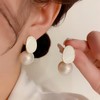 Forrylin Pearl Drop Earrings for Women with Silver Post, Geometric