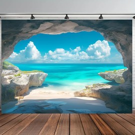 FENDROM - Tapiz para colgar en la pared de la cueva del mar, azul océano, mar, pintoresco, gaviota, paisaje natural, playa, isla, tapiz grande para recámara, sala de estar, recámara