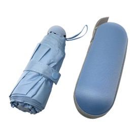 TOKYO GOODS MARKET Lightweight Compact UV Protection Parasol Folding Umbrella, Unisex, For Rain or Shine, With Storage Case, blue (light)