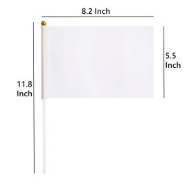 25 Pack White Stick Flags,Hand Held Small Mini DIY Solid Flag On Stick,8.2x5.5 Inch Outdoor Decoration,Party Decorations,Supplies for Parades, Festival Events Celebration