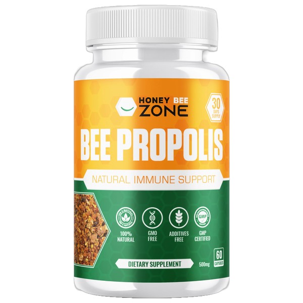 HONEYBEEZONE Bee Propolis Extract Capsules, Immune Support Supplement, Natural Immune
