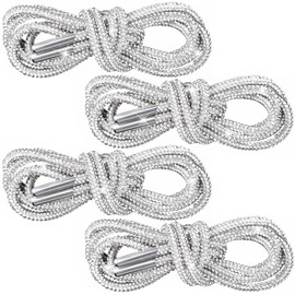 PAGOW 2 Pairs Rhinestone Glitter Rope, Crystal Bling Bling Shiny Round Shoe Laces for Sneakers, Drawstring Cords Replacement for Sweatpants Shorts Crystal Hoodies (White, 120cm)