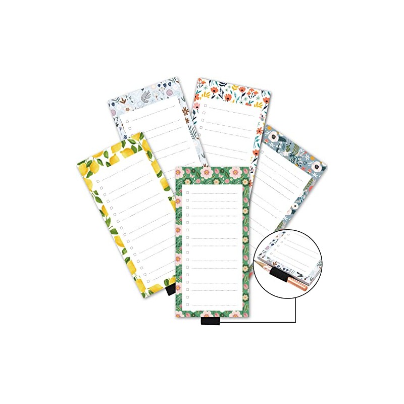 5 Pack Magnetic Lemons Bloom Daisy Scandi Notepads for Fridge