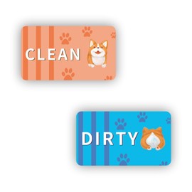 2Pcs Dishwasher Magnet Funny Corgi Dog Butt Clean Dirty Sign Double Sided Kitchen Flip Indicator Magnets 2x3.5in Square Dish Washer Sign