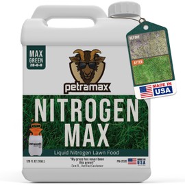 Petramax Liquid Nitrogen Fertilizer 28-0-0 NPK - 1 Gallon Spring & Summer Liquid Grass Fertilizer for Lawn, Spray on Easy to Apply for Deep Green Lawn Care - Slow Release High Nitrogen Turf Builder