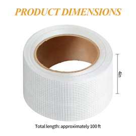 Drywall Joint Tape, 4 Inch x 100 Ft Self Adhesive Drywall Tape, Wall Patch Repair Roll, Fiberglass Mesh Tape for Drywall Repair, Wall Cracks and Ceiling Gaps