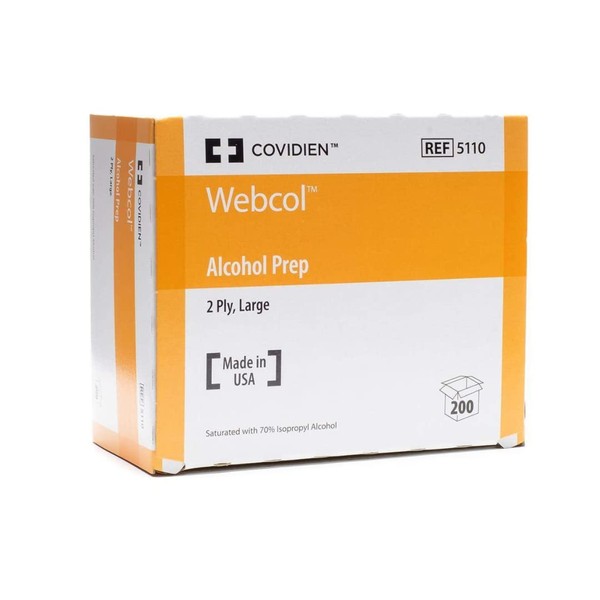 COVIDIEN 6818 Webcol - Preparación de alcohol, estéril, mediano, 2 capas (paquete de 200)