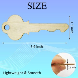 30pcs Key Wood DIY Crafts Cutouts Blank Wooden Key Shaped Hanging Ornaments Gift Tags with Hole for Wedding Birthday Party Home Decoration