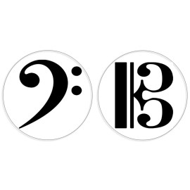 Kiwi Gifts Bass Clef and Alto Clef - 2 Pack Circle Stickers 3 Inch