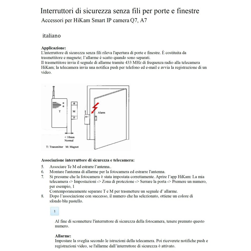 Hikam Security Switch Wireless Door/Window Sensor 433MHz, Accessory Hikam Q7