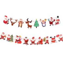 2Pcs Merry Christmas Banner,Christmas Party Banner,Christmas Bunting Garland for Christmas Party Decorations, Xmas Holiday Mantle Fireplace Home Decor-J