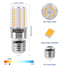 OLEVOLT E27 LED Lampe Warmweiß 10W 2700K E27 LED Glühbirne Maiskolben 1200LM Ersatz für 80W Glühlampe LED Mais Birne Nicht Dimmbar Maiskolben Birnen E27 Edison-Schraube Kerze Leuchtmittel 6er-Pack