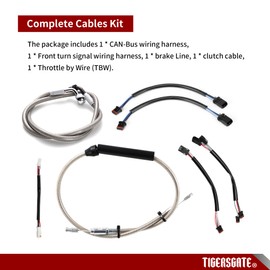 TIGERSGATE 14" Softail Cables Kit Handlebar Extended CAN-Bus & Clutch Cable & Front Turn Signal Wiring Harness & Brake Line & Throttle by Wire (TBW) Kit for 2020-2021 Softail with ABS, Chrome