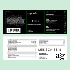 DARMBAKTERIEN 30 Kapseln | Magensäureresistent | Hochdosierte Mikroorganismen für den Darm | Unterstützt nach Antibiotika Einnahme | Breites Spektrum an Bakterienstämmen | BIOTIC artgerecht