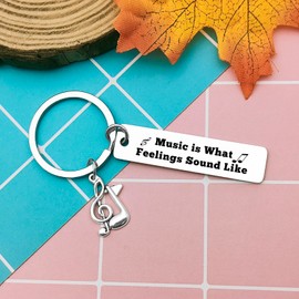 Heigebi Music Keyring Gift Music is what feelings sound like Keyring Music Lover Gift Music Note Keyring Gift for Music Teacher Student Musicians Keyring Inspirational Gift Music Key Ring