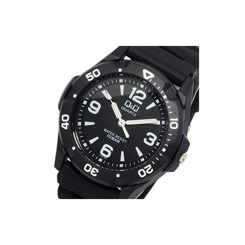 [シチズン Q&Q] 腕時計 アナログ 防水 ウレタンベルト VR44-001 メンズ ブラック