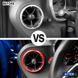 JWWY for Camaro Air Conditioning Vent Air Vent Ventilation Outlet Protection Ring Cover Trim for 2017-2024+ Chevy Camaro Interior Accessories Aluminum Alloy Red