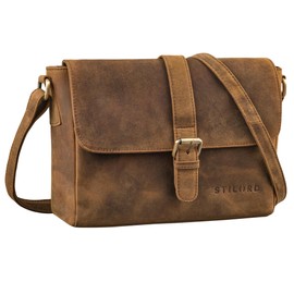 STILORD 'Letizia' Leather Shoulder Bag Women's Medium Crossbody Bag Women Handbag Leather Shoulder Bag Women's Bag Vintage Leather Bag Women's Bag, Vinto - Brown