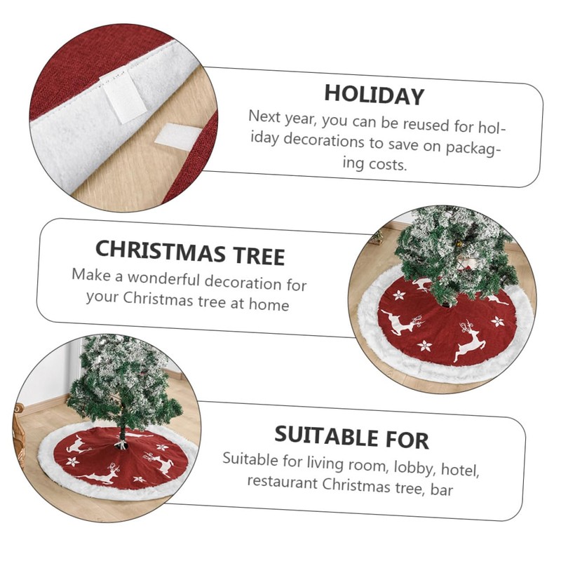 LABRIMP 1pc Plush Xmas Tree Skirt Mat Festive Tree Base