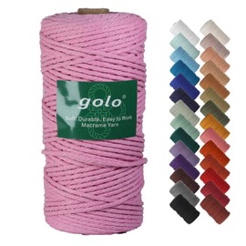 golo Cotton Cord Macrame Yarn 3mm x 109 Yards Macrame Cord Colorful Cotton Craft Cord for Wall Hanging, Plant Hangers, Crafts, Knitting