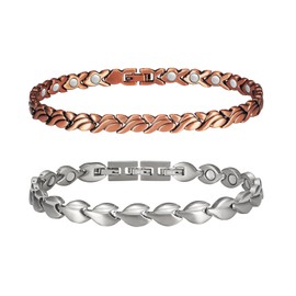 YINOX Magnetic Therapy Arthritis Anklet Set for Women, 3500 Gauss Magnets Effectively Relieve Arthritis and Loose Weight, Combination of Fashion and Health (Titanium + Copper)