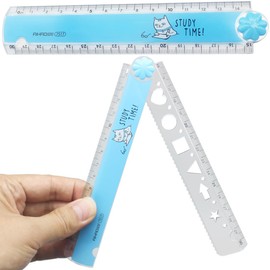 TAOSHENG 30-CM Foldable Plastic Ruler, Cute Folding Geometric Stationary Straight Study Ruler for Students Kids Children Teens School Office Home Use, Blue 1 Pack