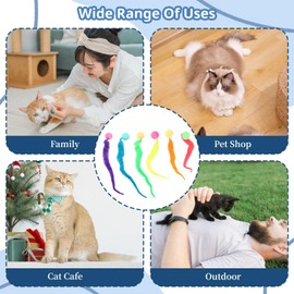 Yuannee Cat Worm Toy,6 PCS Colorful Worm Cat Toys Wiggly Worm Cat Bouncy Balls Cat Balls Kitten Toys for Indoor Cats Cat Wand Cat Enrichment Toys For All Ages Cat Color Random